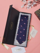 Blue Elephant Teflon Silk Necktie