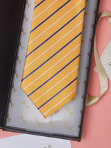 Mustard Stripes Teflon Silk Necktie