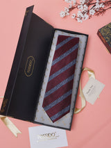 Maroon Stripes Teflon Silk Necktie