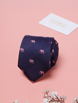 Blue Elephant Teflon Silk Necktie