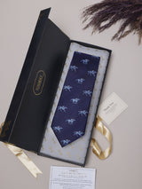 Blue Horse Rider Teflon Silk Necktie