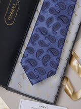 Blue Paisleys Teflon Silk Necktie