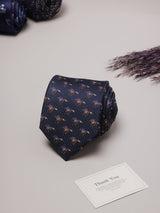 Blue Horse Rider Teflon Silk Necktie