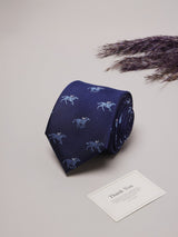 Blue Horse Rider Teflon Silk Necktie