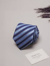 Blue Stripes Teflon Silk Necktie