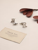 Silver Alphabet R Cufflink