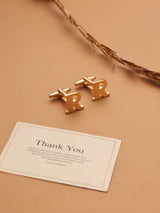 Golden Alphabet R Cufflink