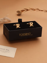 Golden Alphabet R Cufflink