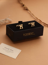 Golden Alphabet H Cufflink