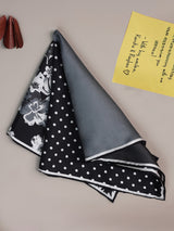 Black & Grey Multipattern Silk Pocket Square