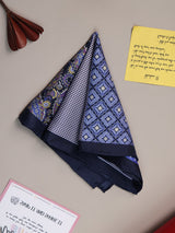 Blue & Grey Multipattern Silk Pocket Square