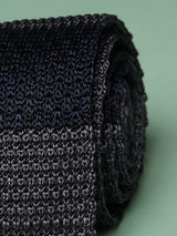 Blue & Grey Stripe Silk Knitted Necktie