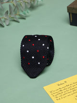Blue Polka Silk Knitted Necktie