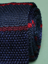 Blue Stripe Silk Knitted Necktie