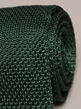 Green Solid Silk Knitted Necktie