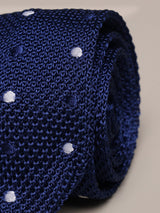 Blue Polka Silk Knitted Necktie