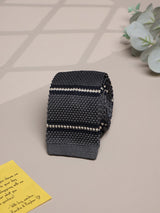 Grey Stripe Silk Knitted Necktie