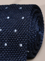 Blue Polka Knitted Silk Necktie