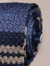 Blue Stripe Silk Knitted Necktie