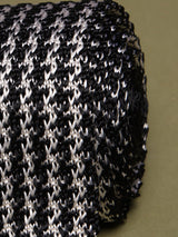 White & Black Abstract Silk Knitted Necktie