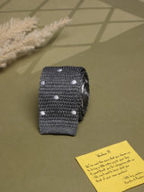 Silver Polka Silk Knitted Necktie