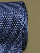 Blue Solid Silk Knitted Necktie