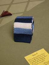 Blue Stripe Silk Knitted Necktie