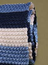 Blue Stripe Silk Knitted Necktie