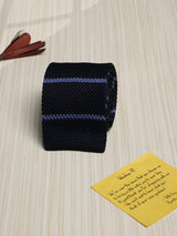 Blue Stripe Silk Knitted Necktie
