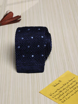 Blue Polka Silk Knitted Necktie