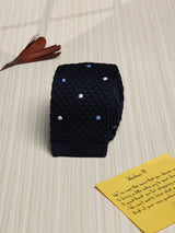 Blue Polka Silk Knitted Necktie