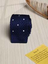 Blue Polka Silk Knitted Necktie