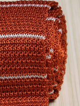 Orange Stripe Silk Knitted Necktie