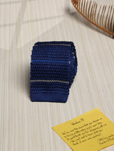 Blue Stripe Silk Knitted Necktie