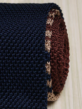 Blue Solid Silk Knitted Necktie