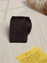 Brown Abstract Silk Knitted Necktie