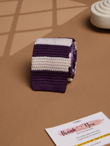 Purple & Cream Stripe Silk Knitted Necktie
