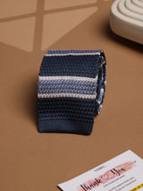 Blue Stripe Silk Knitted Necktie