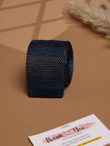 Blue Stripe Silk Knitted Necktie