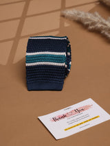 Blue Stripe Silk Knitted Necktie