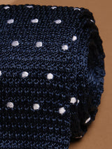 Blue Polka Silk Knitted Necktie