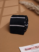 Blue Stripe Silk Knitted Necktie