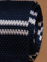 Blue Stripe Silk Knitted Necktie
