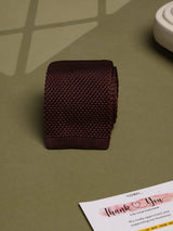 Brown Solid Silk Knitted Necktie