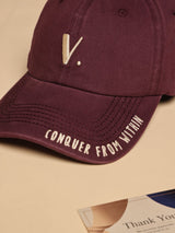 Burgundy V Embroidered Baseball Cap