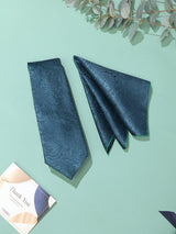 Teal Paisley Necktie & Pocket Square Giftset