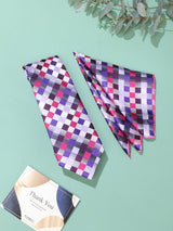 Purple Check Necktie & Pocket Square Giftset