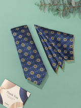 Blue Floral Necktie & Pocket Square Giftset