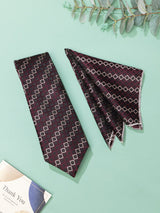 Purple Geometric Necktie & Pocket Square Giftset