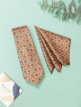 Gold Floral Necktie & Pocket Square Giftset